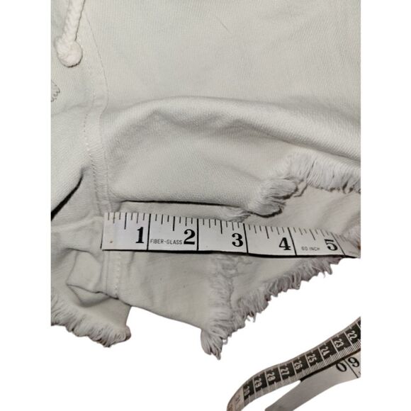 Aerie White Wash Denim Elastic Waist Cut Off Frayed Hem Shorts S - Picture 8 of 10